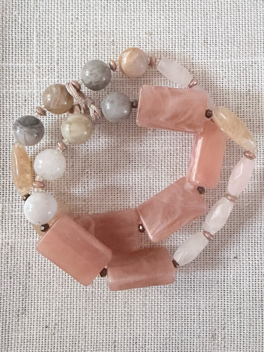 Handcrafted Pink Stone Stretch Bracelet - Women Jewelry
